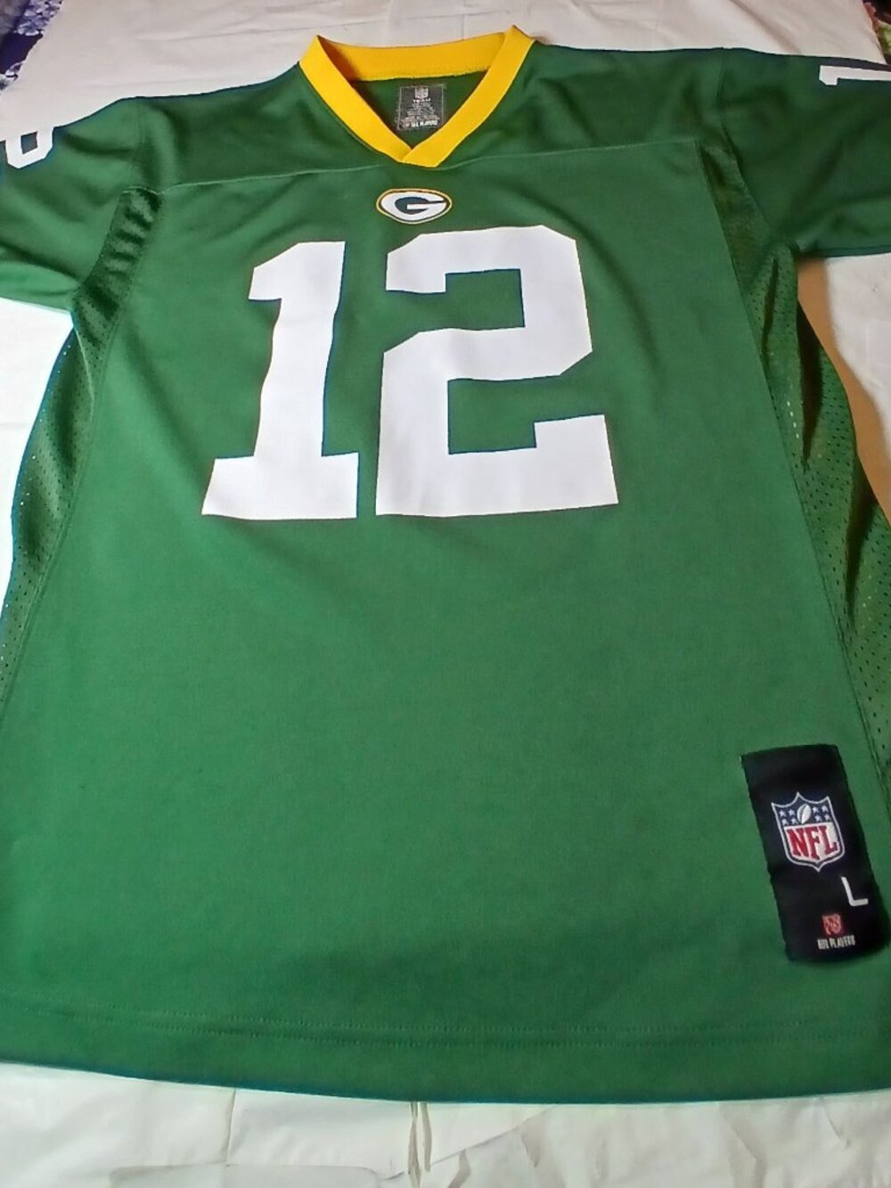 NFL Team Apparel Green Bay Packers Green V-Neck Shirt Size Lvinted